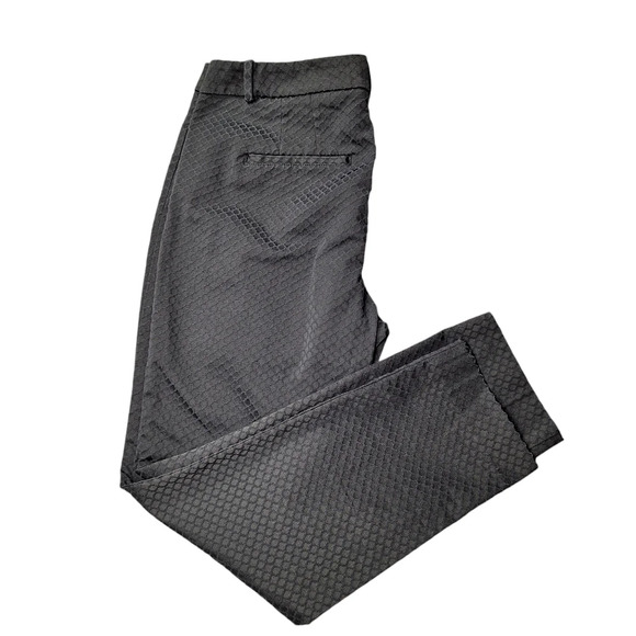 White House Black Market Sz‎ 10 The Slim Ankle Black Textured Pant - Picture 9 of 15